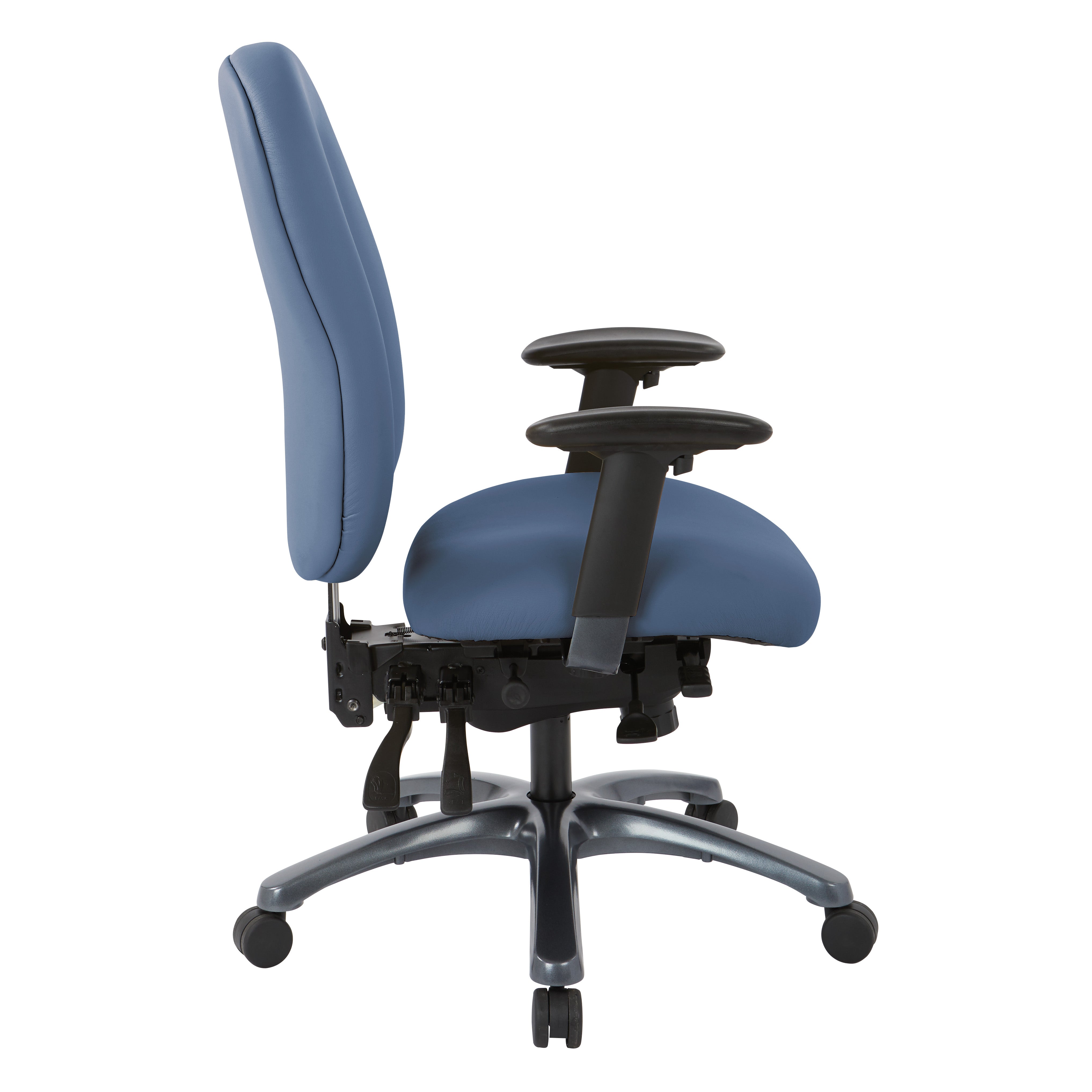 Multi-Function High Back Chair with Seat Slider and Titanium Finish Base